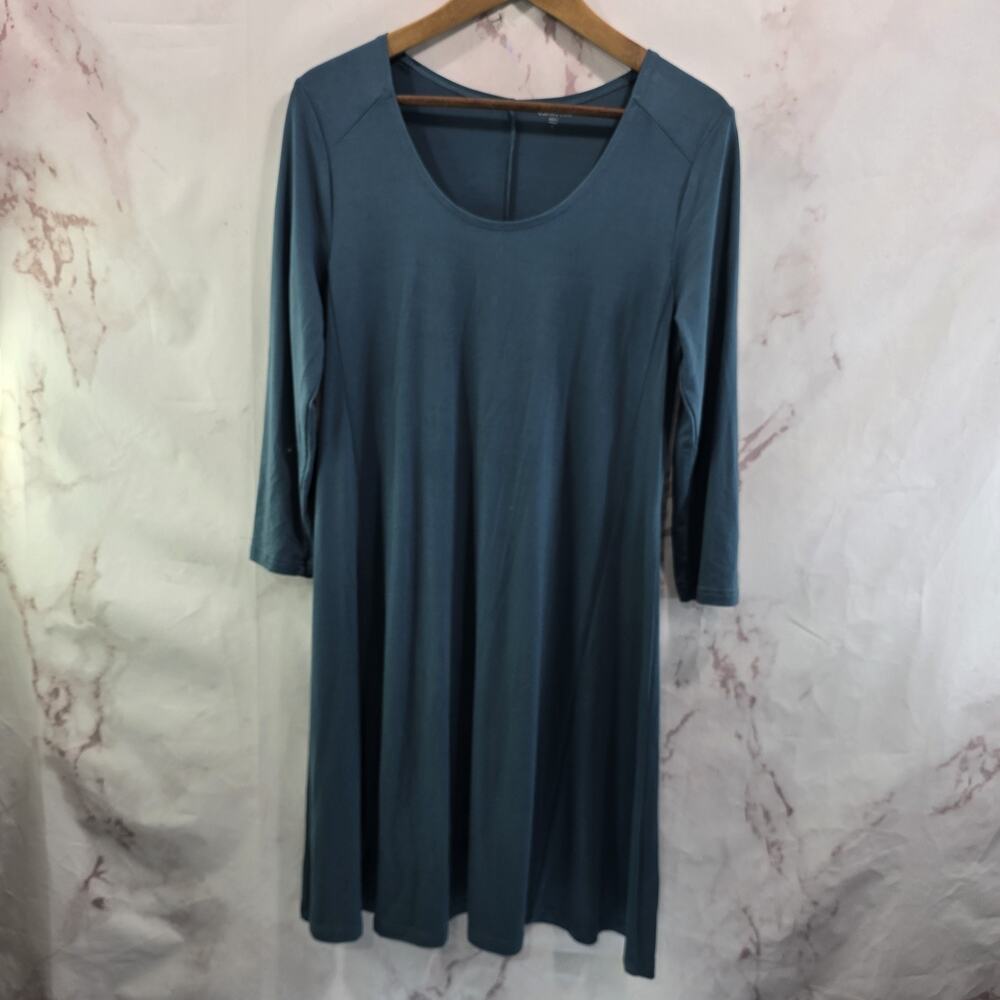 Garnet Hill Dress Womens Small Blue Long Sleeve Jersey Viscose Teal Jewel